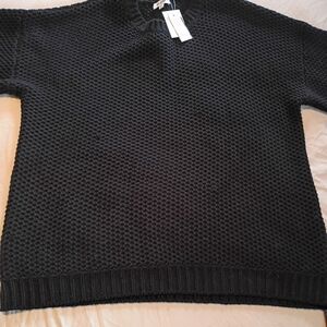 525 American Black Textured Knit Sweater